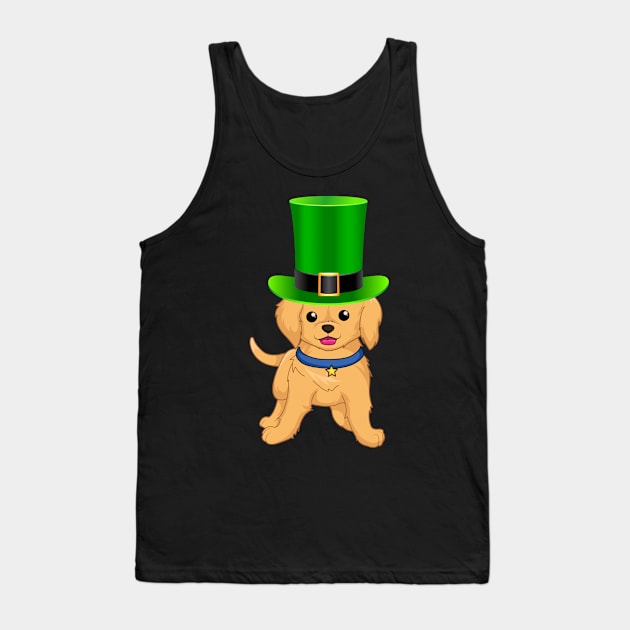 Golden Retriever St Patrick's Day Green Irish Leprechaun Hat - Gift For Golden Retriever Owner Puppy,Saint Patrick's Day, Irish,Ireland ,Leprechaun,Hat Lover Tank Top by HarrietsDogGifts